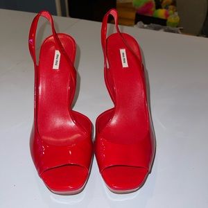 Miu Miu Red Peeptoe high heels - size 38 - size 8